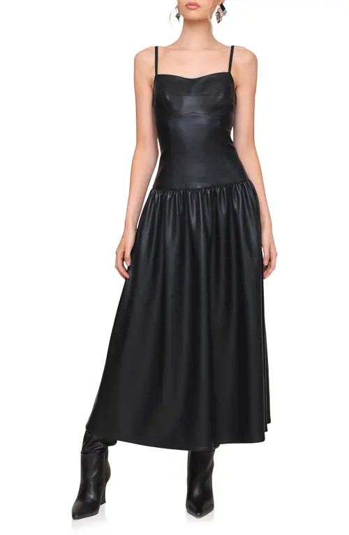 Avec Les Filles Faux-Ever Leather™ Midi Dress in Black at Nordstrom, Size Xx-Small | Nordstrom