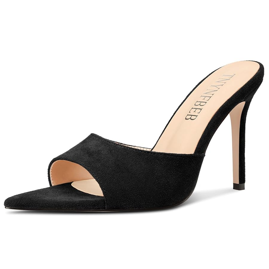 TNYNFBEB Womens Stiletto High Heel Pointed Open Toe Sandals Mules Shoes Slingback Slip-on Prom Pa... | Amazon (US)