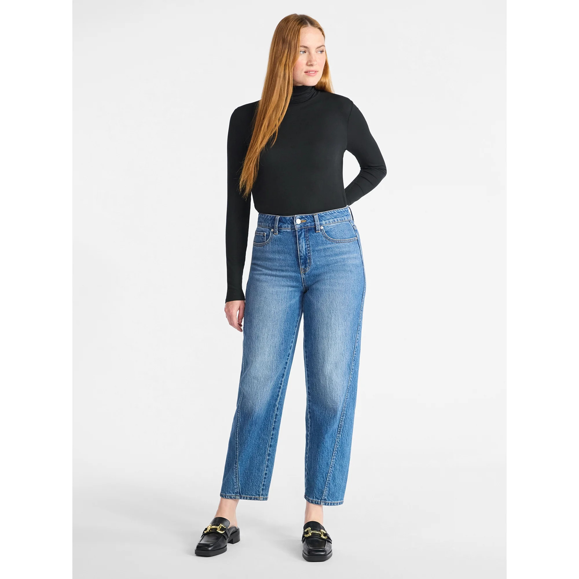 Time and Tru Women's Ribbed Turtleneck with Long Sleeves, Sizes XS-XXXL | Walmart (US)