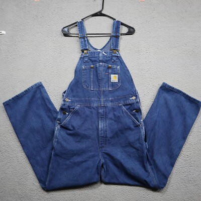 Carhartt Overalls Mens 32x30 Blue Carpenter Denim Bib Work Cotton R07 DST | eBay US