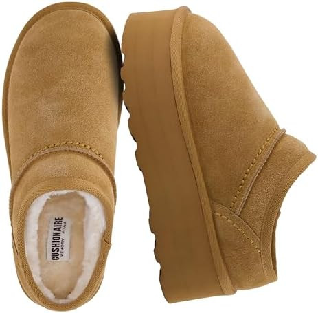 CUSHIONAIRE Huggy-2 Platform Slippers for Women, Cozy Genuine Suede Slip-On Ankle Boots for Indoo... | Amazon (US)