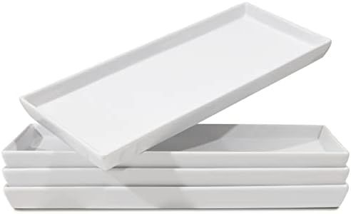 White Ceramic Serving Platters (14 x 6 Inch Rectangle Plates) Serving Dishes for Entertaining, Fo... | Amazon (US)