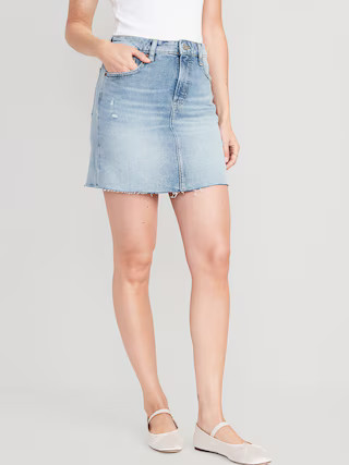 High-Waisted OG Straight Cut-Off Mini Jean Skirt for Women | Old Navy (US)
