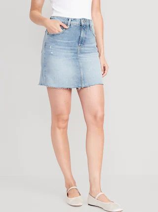 High-Waisted OG Straight Cut-Off Mini Jean Skirt | Old Navy (US)