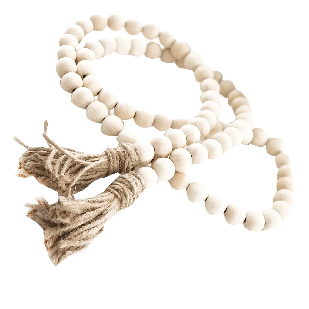 Wooden Bead Garland Farmhouse Rustic Country Tassle Prayer Beads Wall Hanging Decorations | Walmart (US)