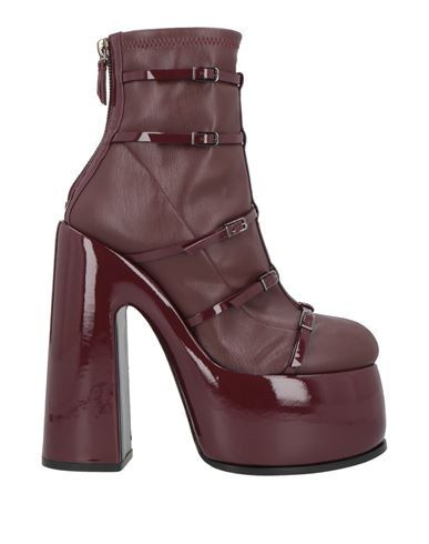 Casadei Woman Ankle boots Burgundy Size 8.5 Leather | YOOX (US)