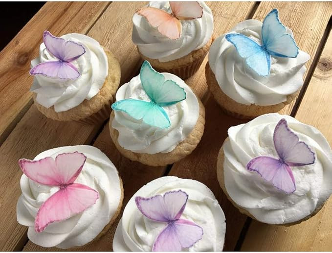 CHOCKACAKE Edible Wafer Paper Butterflies - Set of 24 Purple Pink Green - Cake Decorations, Cupca... | Amazon (US)