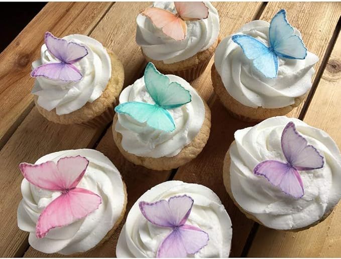 CHOCKACAKE Edible Wafer Paper Butterflies - Set of 24 Purple Pink Green - Cake Decorations, Cupca... | Amazon (US)