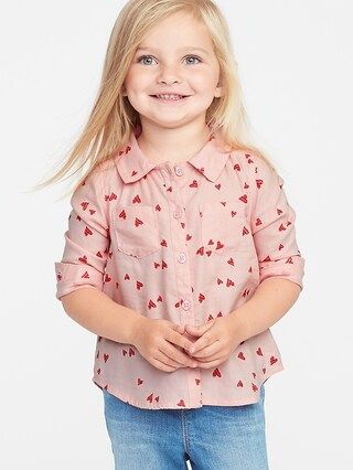 Heart-Print Lightweight Twill Shirt for Toddler Girls | Old Navy US