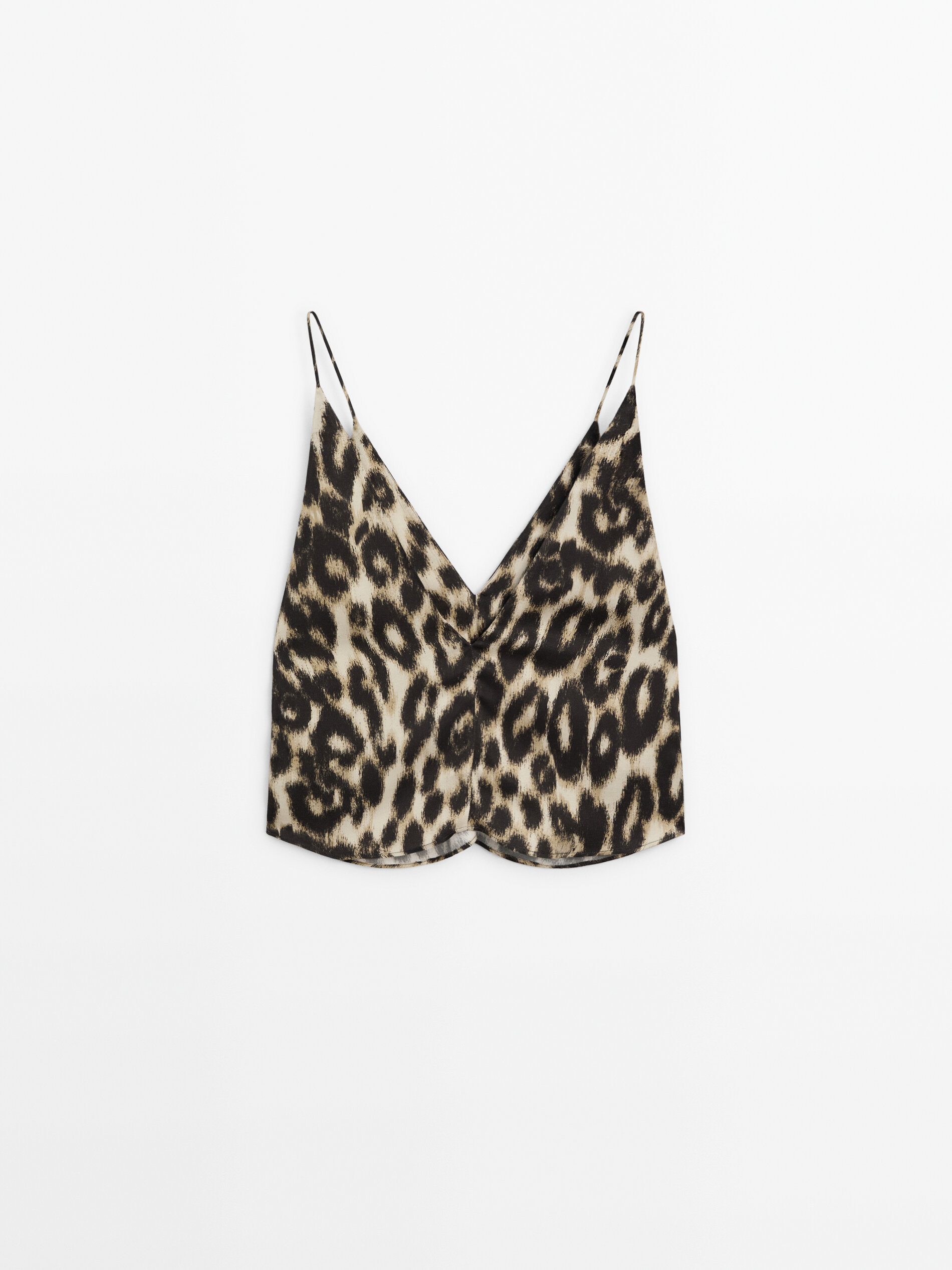 Leopard print strappy co-ord top | Massimo Dutti UK