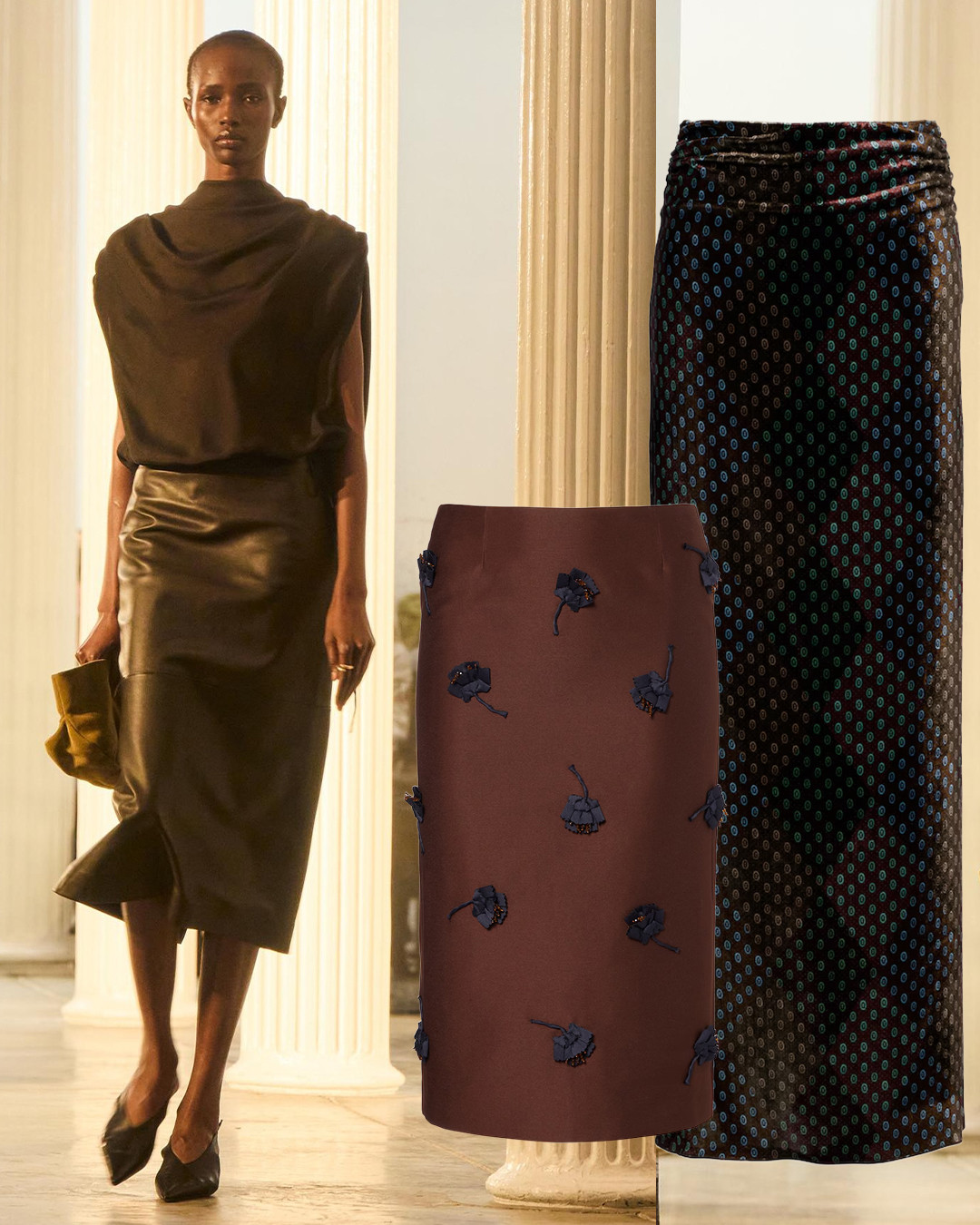 PENCIL SKIRTS

I’m making an effort to wear more skirts. I have two maxi pencil styles, in navy and black, from the glory days of Matches Fashion. They are perfect in every way and fit in with the renaissance of 90s minimalism. I’d like to introduce two new pieces—an embellished/printed design and a deep brown leather fit. I’d style them casually with a poplin shirt, silk blouse, or slouchy sweater to make them feel more everyday rather than special. Kallmeyer’s leather skirt is a top contender. And for an even more casual option, don’t forget the COS denim skirt, which is almost identical to this from Tom Ford. Embellished or special treatment goes to Dries Van Noten (always) and the floral-applique on Shushu/Tong’s brown midi skirt. 

 #LTKStyleTip