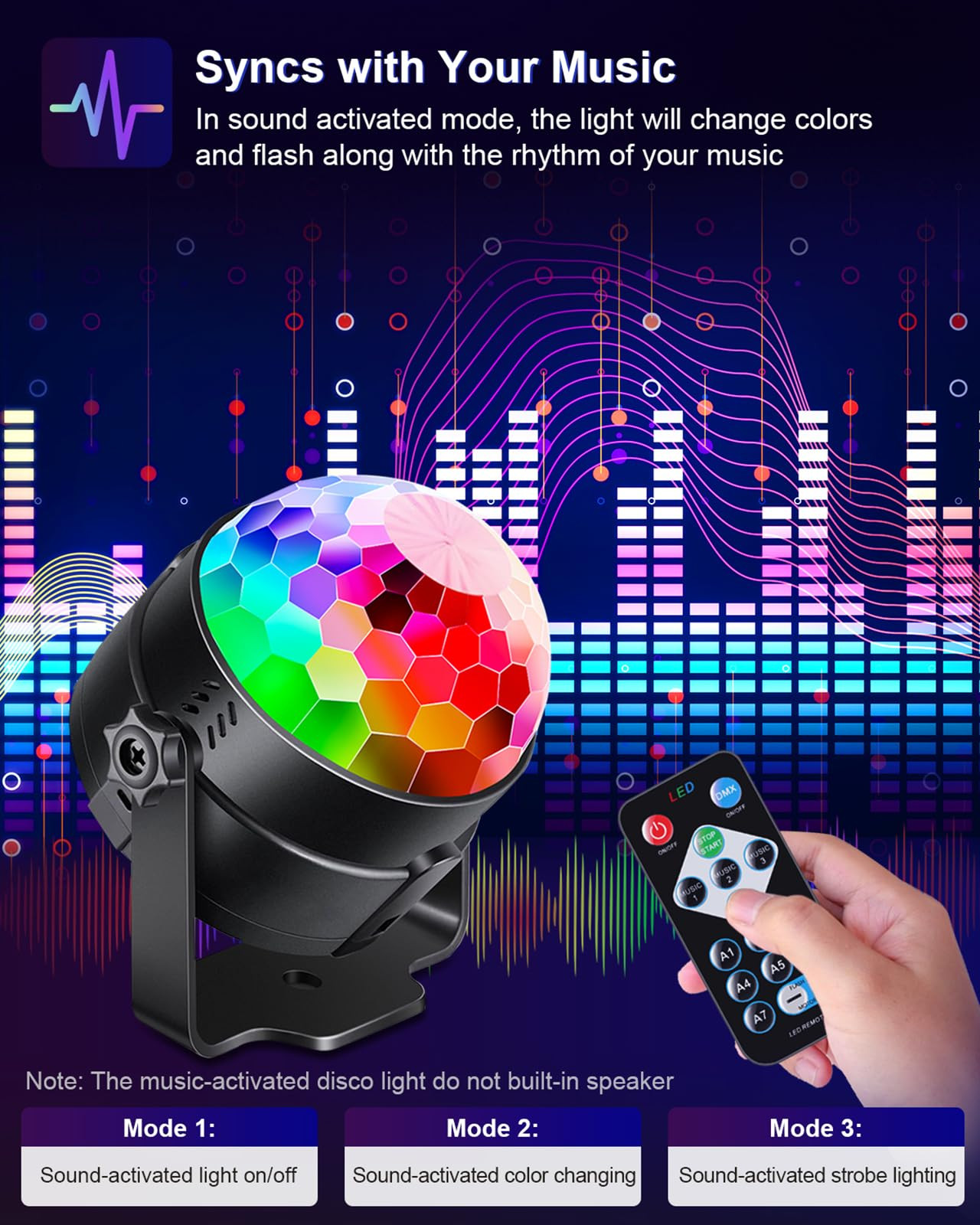 Luditek 2-Pack Sound Activated Party Lights with Remote Control, Disco Ball Light, DJ Strobe Lamp... | Amazon (US)