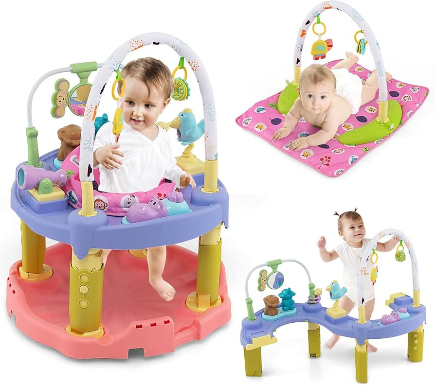 HONEY JOY Baby Bouncer Activity Center, 3-Stage Bouncing Activity Saucer & Playtime Mat & Activit... | Amazon (US)