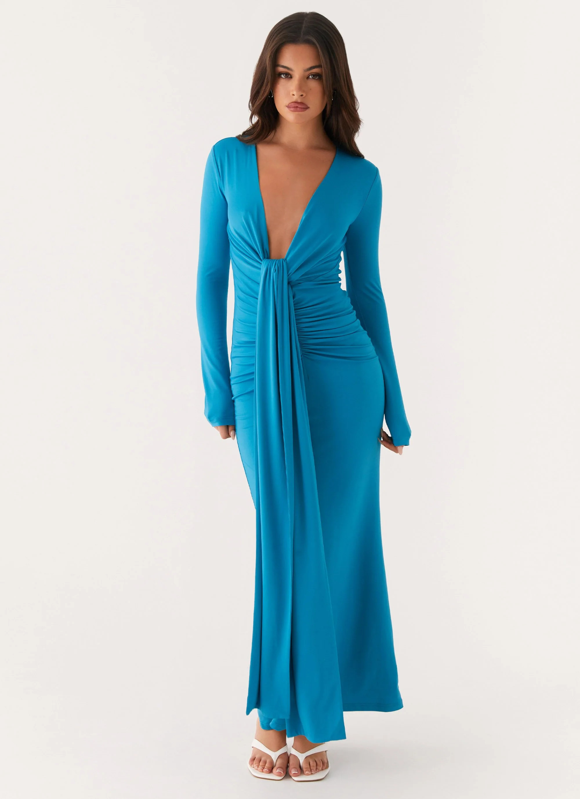 Miesha Long Sleeve Maxi Dress - Blue | Peppermayo (Global)