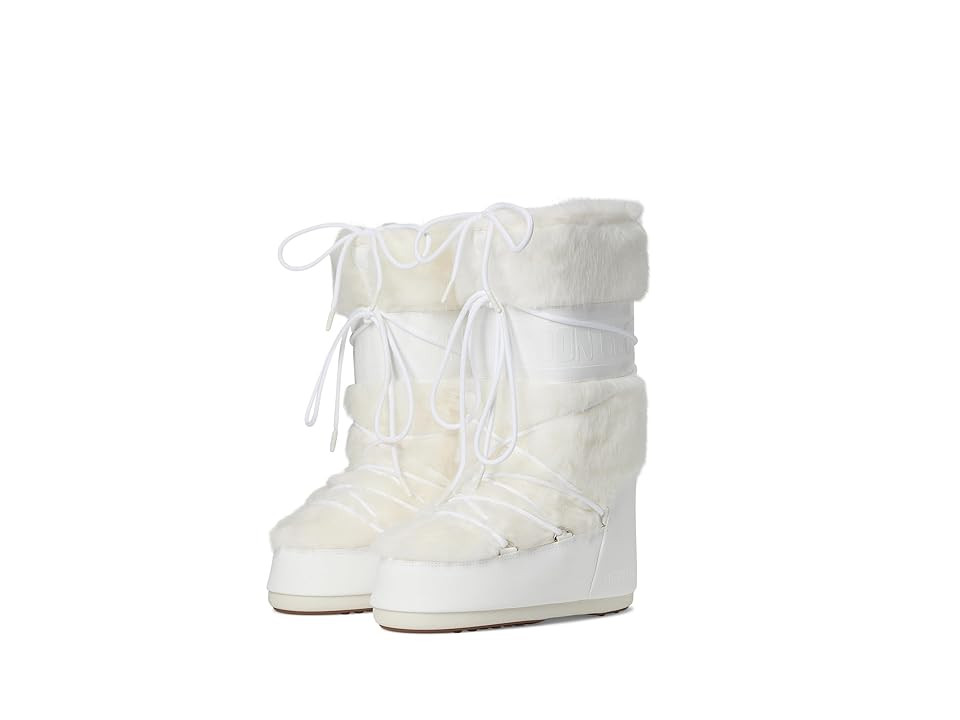 MOON BOOT Icon Faux Fur Women's Cold Weather Boots White : 39/41 (US Women's 7.5-9) B - Medium, Synthetic | Zappos