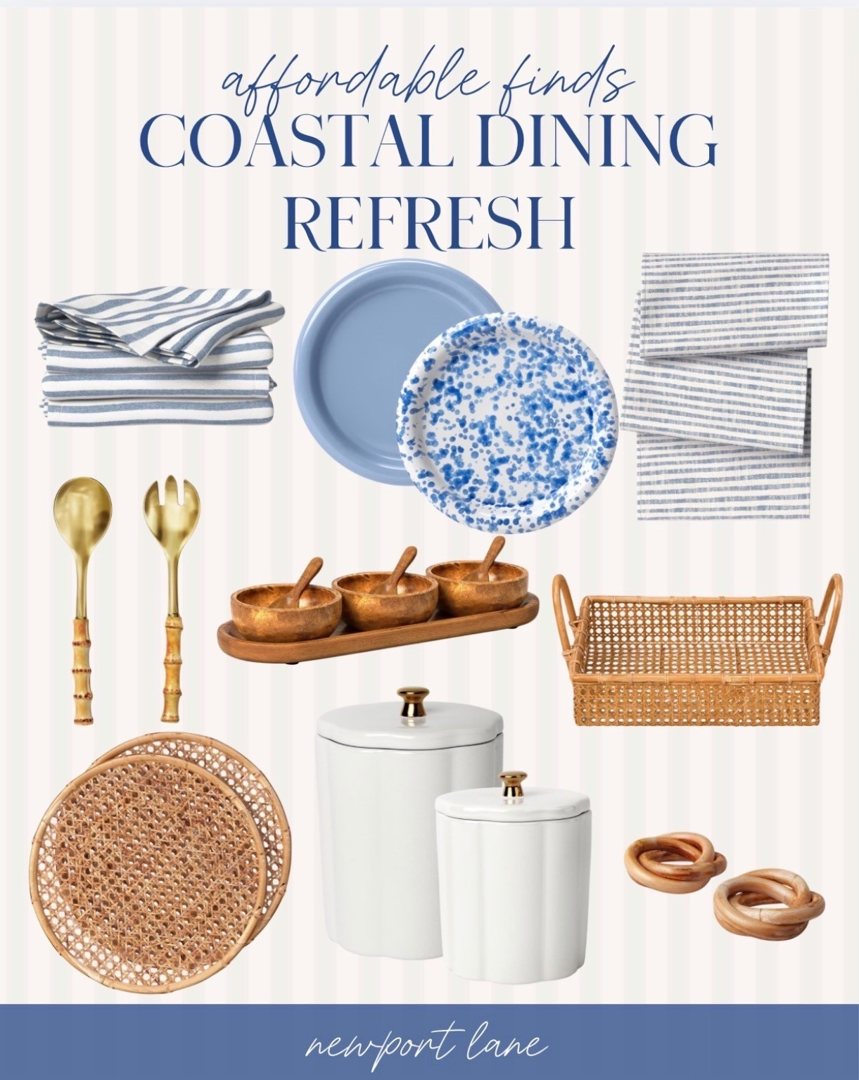 arget really said let’s make coastal dining affordable and I am loving it 🌊 Blue and white ceramics, rattan chargers, striped linens, cane napkin rings… this whole tablescape came together so effortlessly and every single piece is from Target. It’s the coastal dining room aesthetic of my dreams and you can shop the entire look linked below! @Target 

#LTKU #LTKSaleAlert #LTKHome