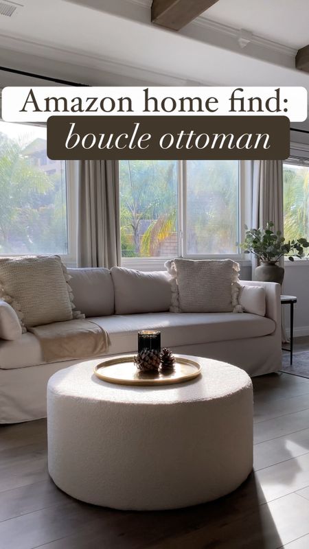 Loving this cozy boucle ottoman I used to create a seating area in the other half of our bedroom. 😍 This is the white color. It also comes in a beautiful beige/khaki color.

#paidpartnership #AmazonFind #AmazonHome #AmazonFines #AmazonFavorites #Ottoman #CoffeeTable 

#LTKhome