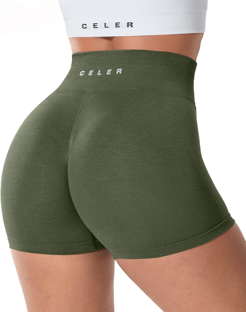 CELER Womens Workout Shorts Seamless Scrunch Butt Gym Shorts High Waisted Yoga Athletic Booty Sho... | Amazon (US)