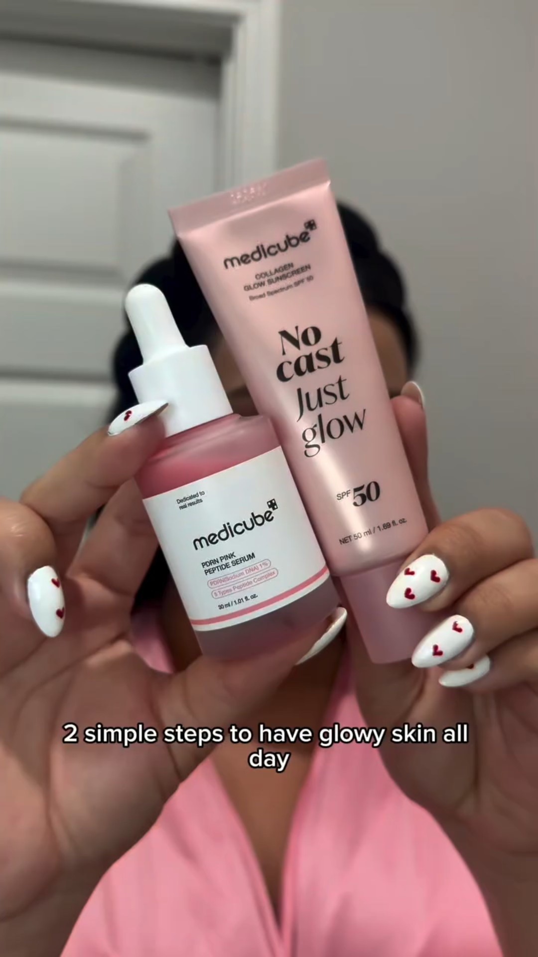 Glow made simple 💗 

Just 2 steps for hydrated, protected, radiant skin all day long. 

The PDRN Pink Peptide Serum helps fade dark spots and the Collagen Glow Sunscreen gives you lightweight, no-cast protection with the prettiest glow. Skincare that works and looks good on your skin all day.

@medicube_global_official 

#medicube #pdrnserum #otcsunscreen

Medicube, skincare, Korean skincare, Korean skincare for radiant skin, glass skin