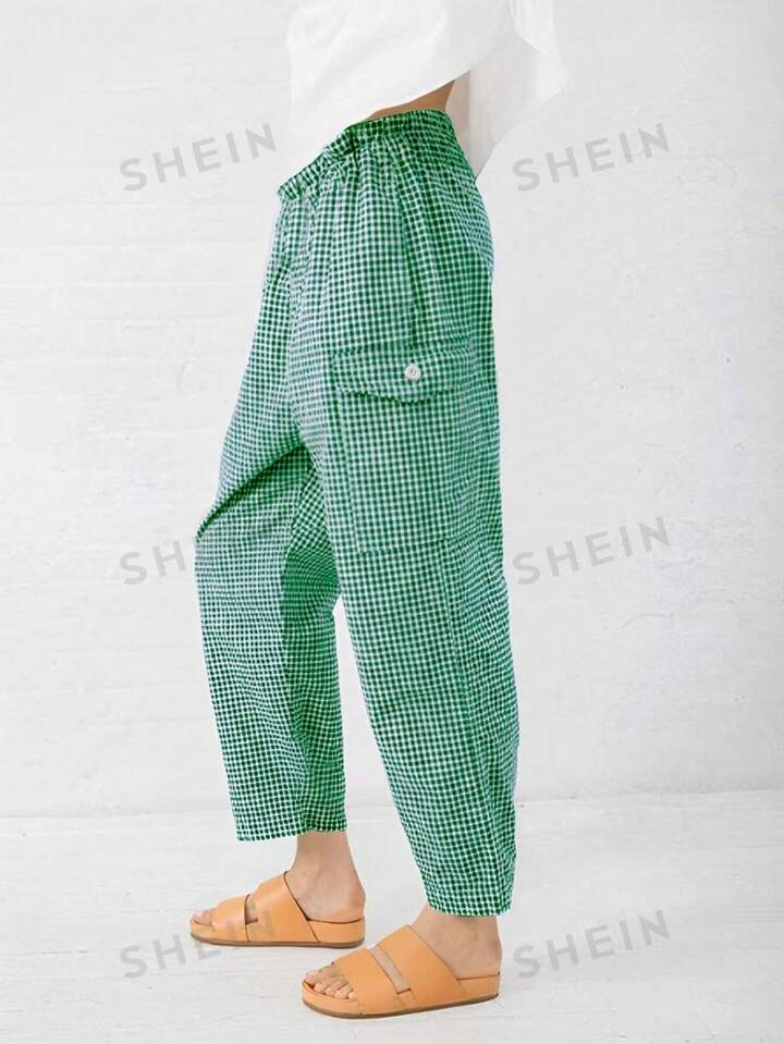 Women's Plaid Printed Casual Daily Wear Pants With Pockets | SHEIN USA | SHEIN