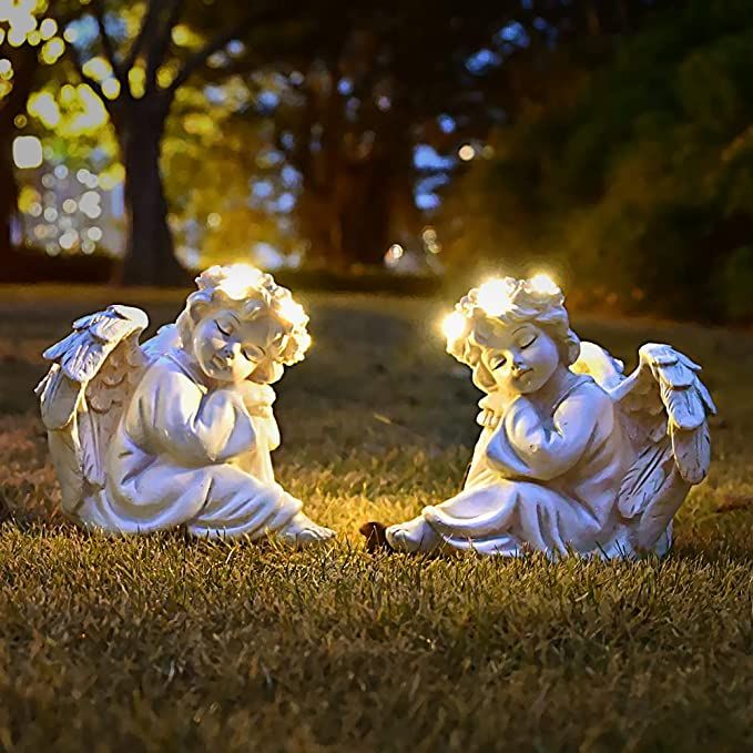 Juliahestia Angel Statue Garden Decor for Outside Solar Outdoor Decorations Cherub for Christmas ... | Amazon (US)