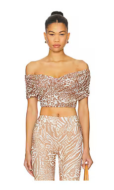 AFRM Fabiola Top in Taupe Animal from Revolve.com | Revolve Clothing (Global)