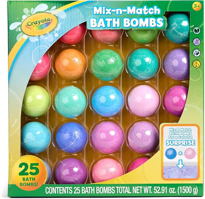Crayola Color-Twist Bath Bombs Deluxe 25 Pack, Individually Wrapped Color Changing Bath Bombs wit... | Amazon (US)
