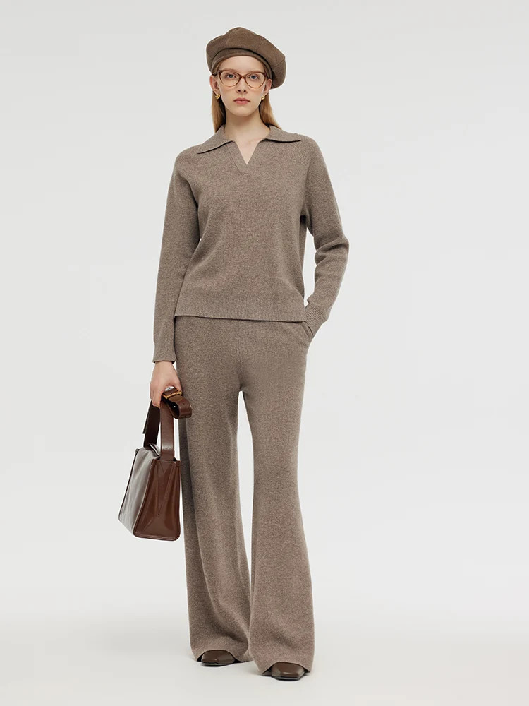 Machine Washable Wool Knit Top And Pants Two-Piece Set | GOELIA
