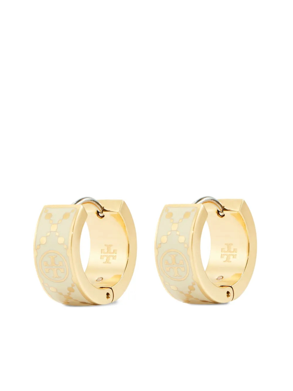 Tory Burch small T monogram hoop earrings - Gold | Farfetch Global