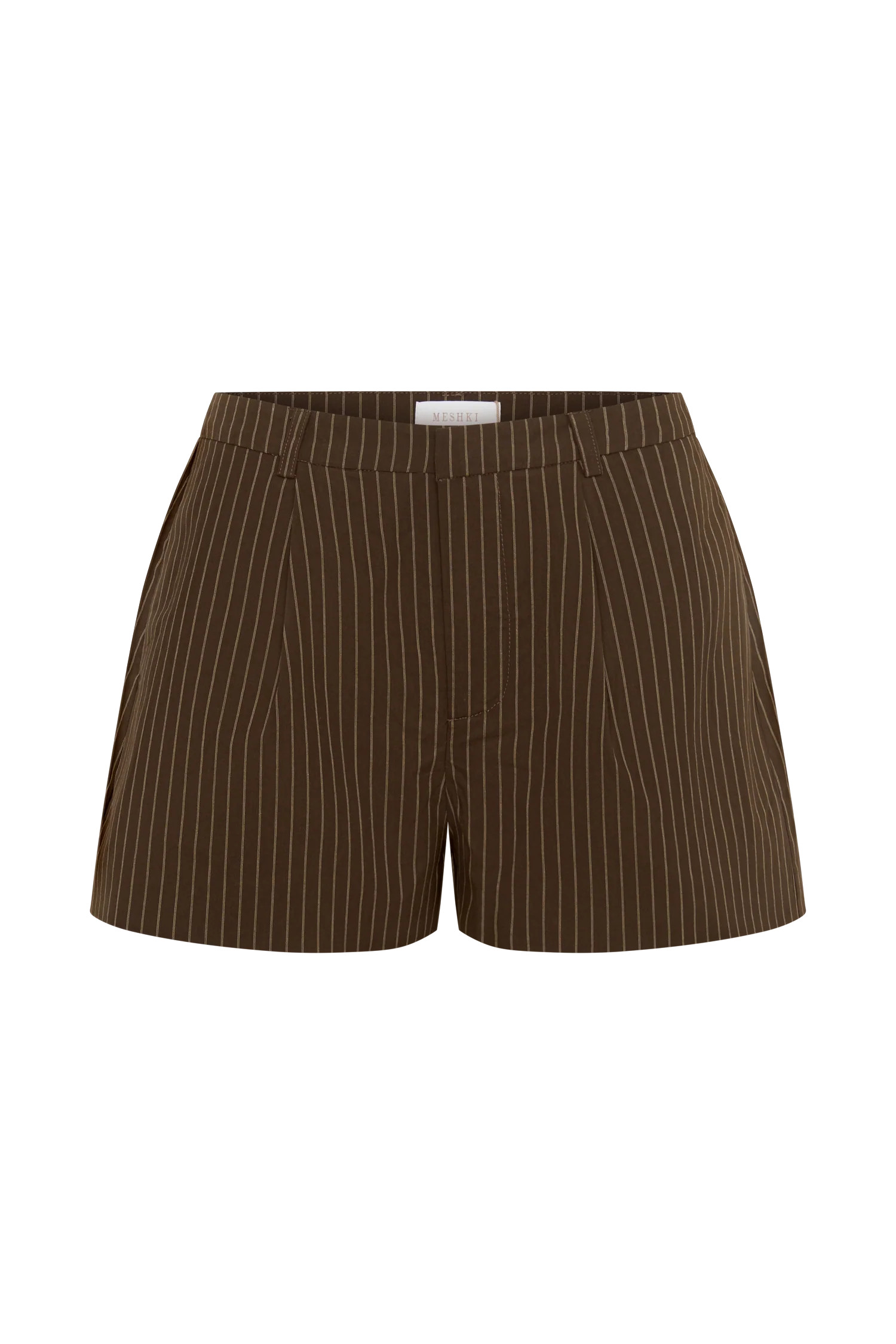 Alina Pintuck Cotton Shorts - Chocolate | MESHKI US
