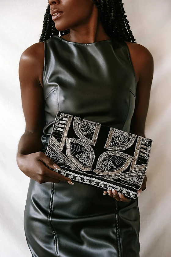 Bead the Best Black Velvet Beaded Clutch | Lulus (US)