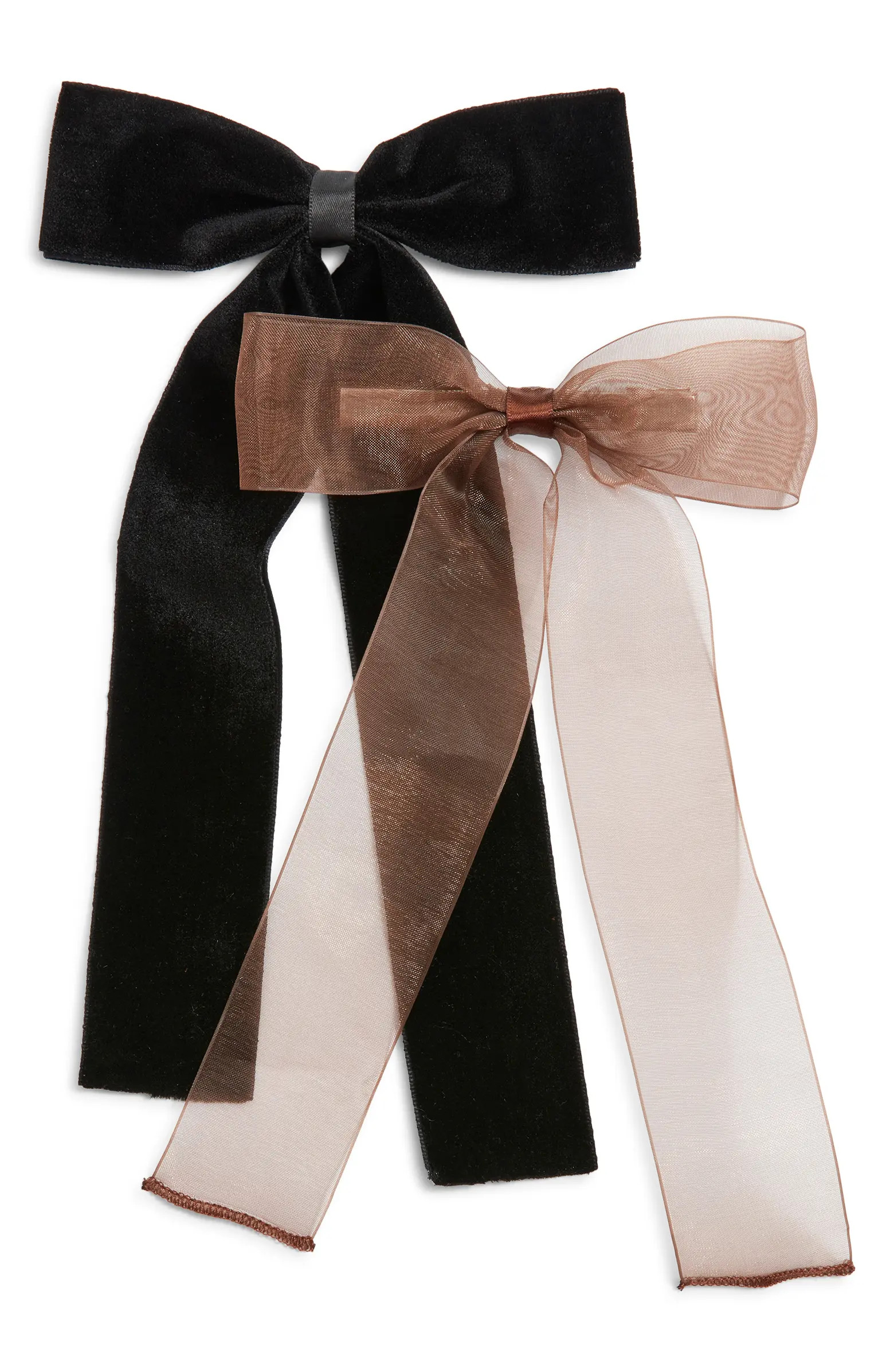 BP. Set of 2 Velvet & Organza Hair Bow Barrettes | Nordstrom | Nordstrom