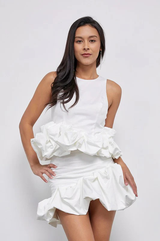 HALE RUFFLE TOP IN WHITE | Indigeaux Denim Bar & Boutique