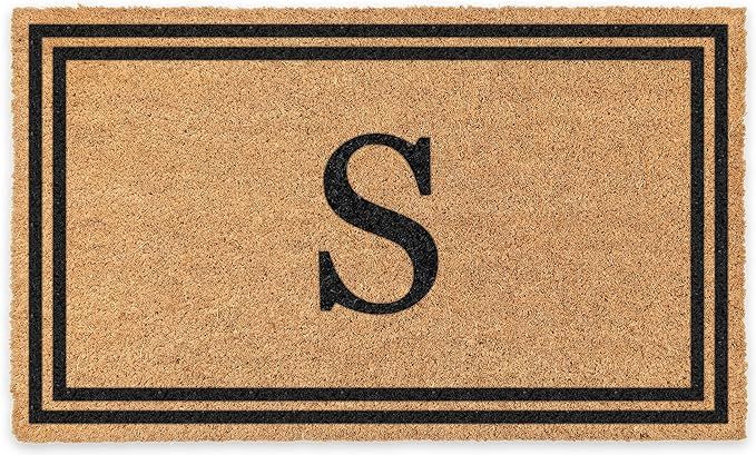 COCO MATS 'N MORE Coir Personalized Doormat Monogrammed, USA (22” x 36”, Black) Vinyl Backing... | Amazon (US)