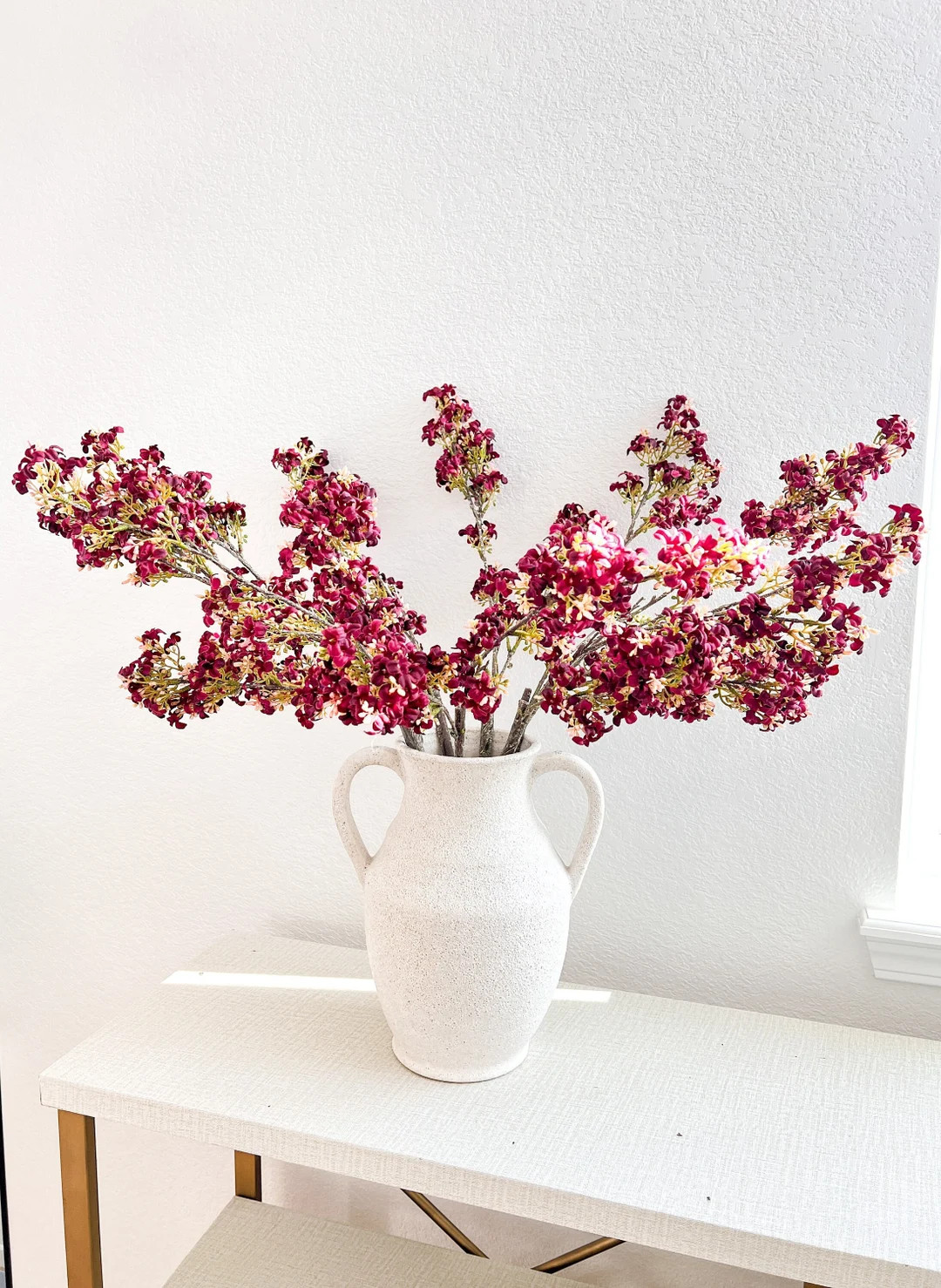 Faux Silk Burgandy Lilac Stems pack of 3 Stems, Artificial Fall Leaf Stem, Fall Flowers - Etsy Ca... | Etsy (US)