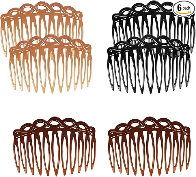 6 Pcs French Hair Combs Slides for Women, Plastic Twist Decorative Comb Clip, Colorful Hair Combs... | Amazon (UK)
