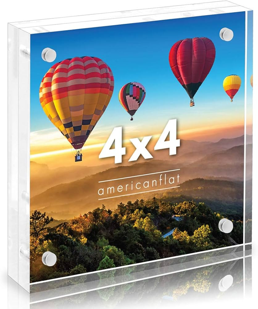 Americanflat 4x4 Acrylic Picture Frame - Clear Picture Frame with Magnetic Corners - Acrylic Phot... | Amazon (US)