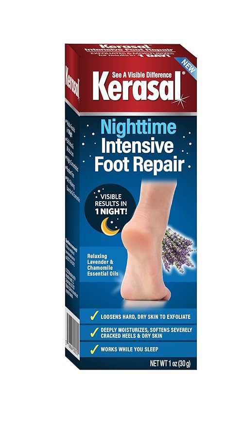 Kerasal Nighttime Intensive Foot Repair, Skin Healing Ointment for Cracked Heels and Dry Feet, 1 ... | Amazon (US)