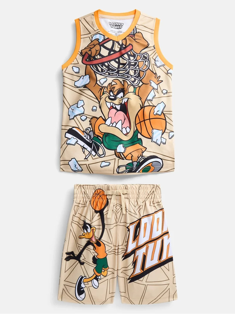Looney Tunes Boys Basketball Jersey and Matching Shorts Set, 2-Piece, Sizes 4-12 | Walmart (US)