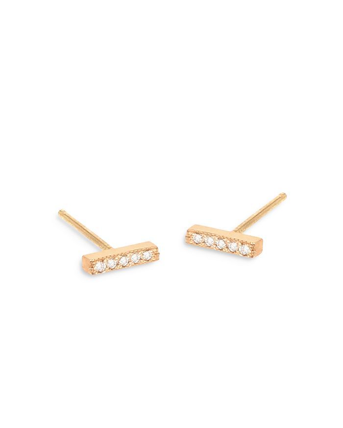 14k Yellow Gold Diamond Pave Bar Stud Earrings | Bloomingdale's (US)