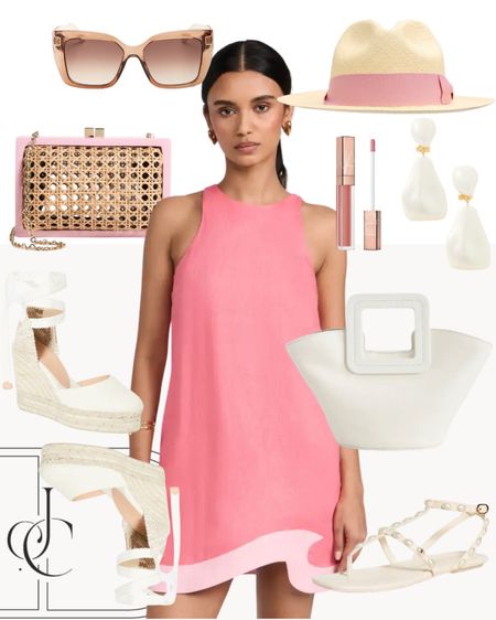 Pretty in pink! A soft and feminine linen weave dress with a fun asymmetrical hemline. 

Spring dress, summer dress, sun hat, sandals, sunglasses 

#LTKstyletip #LTKover40 #LTKshoecrush