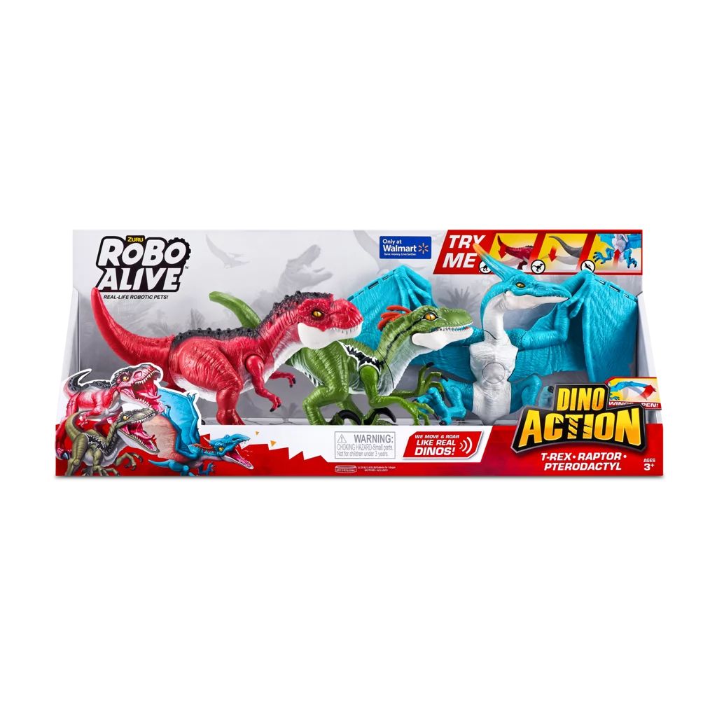 Robo Alive Dino Action 3-Pack Electronic Pets by ZURU - Walmart.com | Walmart (US)