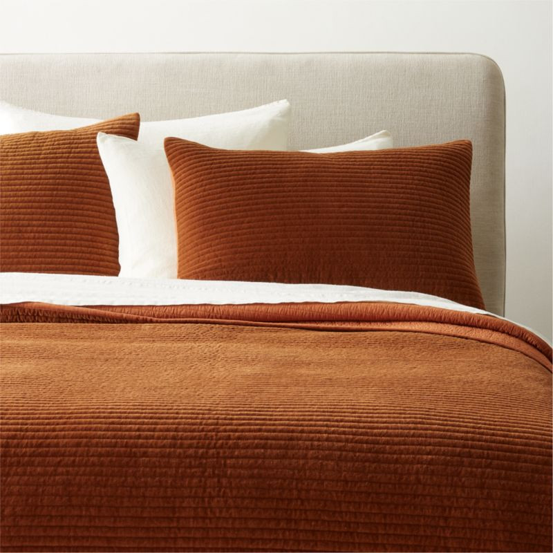 Shadow Copper Velvet Full/Queen Quilt + Reviews | CB2 | CB2