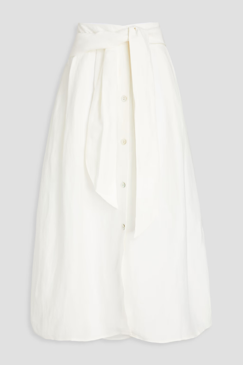 Pleated linen-blend midi skirt | The Outnet (US and CA)