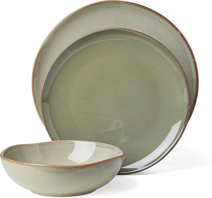 Oneida 897205 Organic Shades 12-Piece Dinnerware Set, Sage Green | Amazon (US)