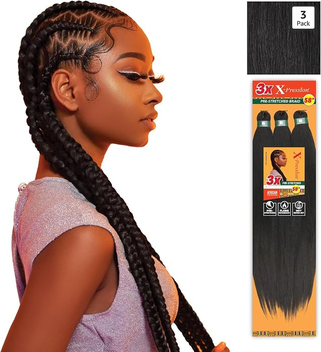 Sensationnel X-pression prestretched braiding hair - 3x braid 58 inch all kanekalon flame retarda... | Amazon (US)