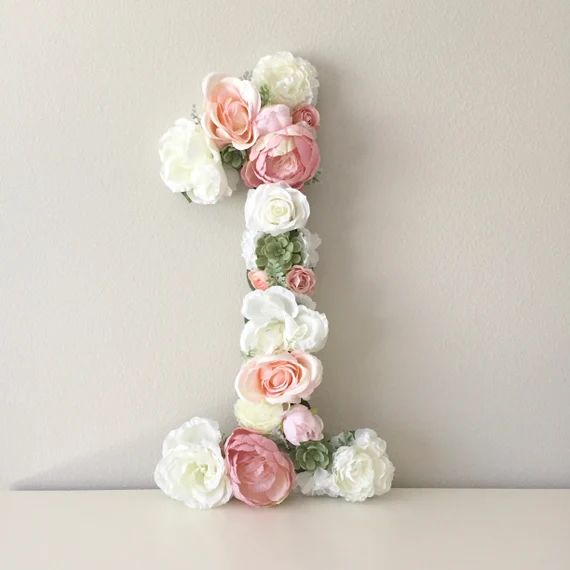 Flower Number, Shabby Chic Birthday Decor, First Birthday Party Decor, 1st Birthday Decorations, ... | Etsy (US)