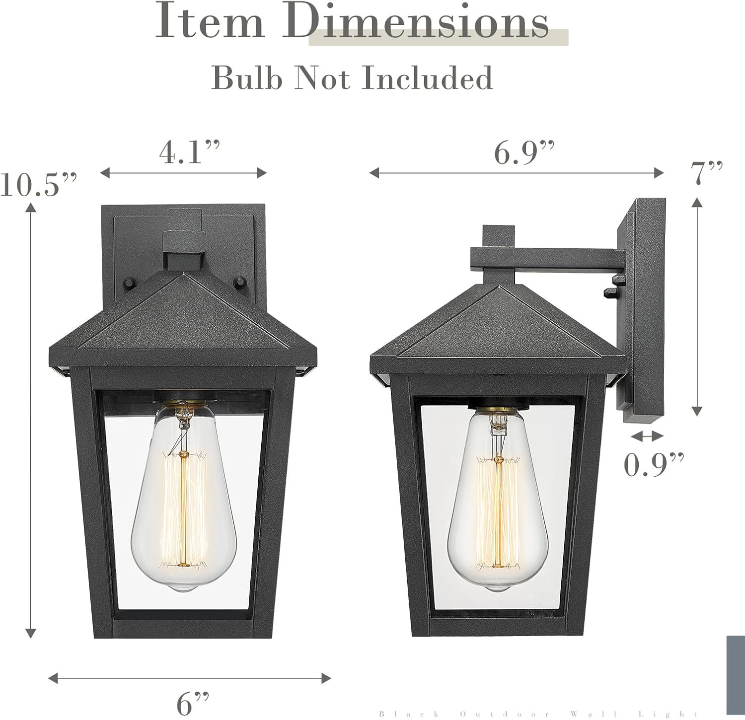 zeyu 2 Pack Modern Front Porch Lights, 10.5-Inch Farmhouse Outdoor Wall Light Fixture with Clear ... | Amazon (US)