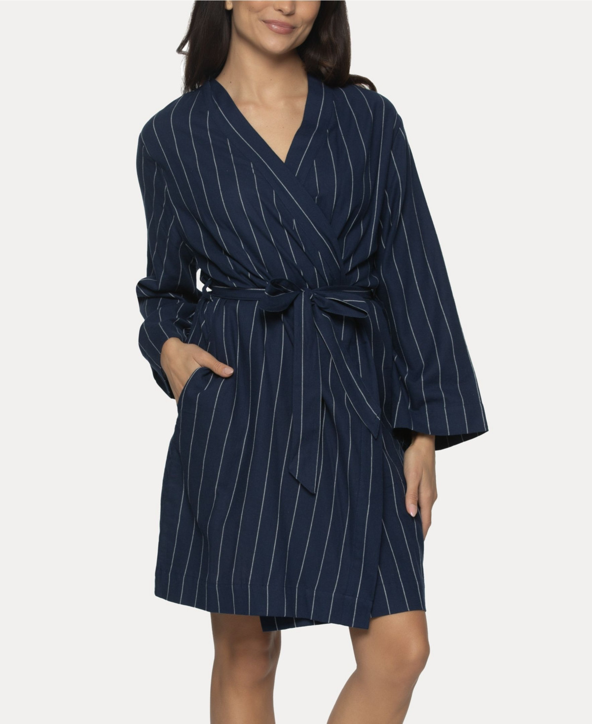 Felina Women's Mirielle Robe - Peacoat with Ivory Pinstripe | Macy's