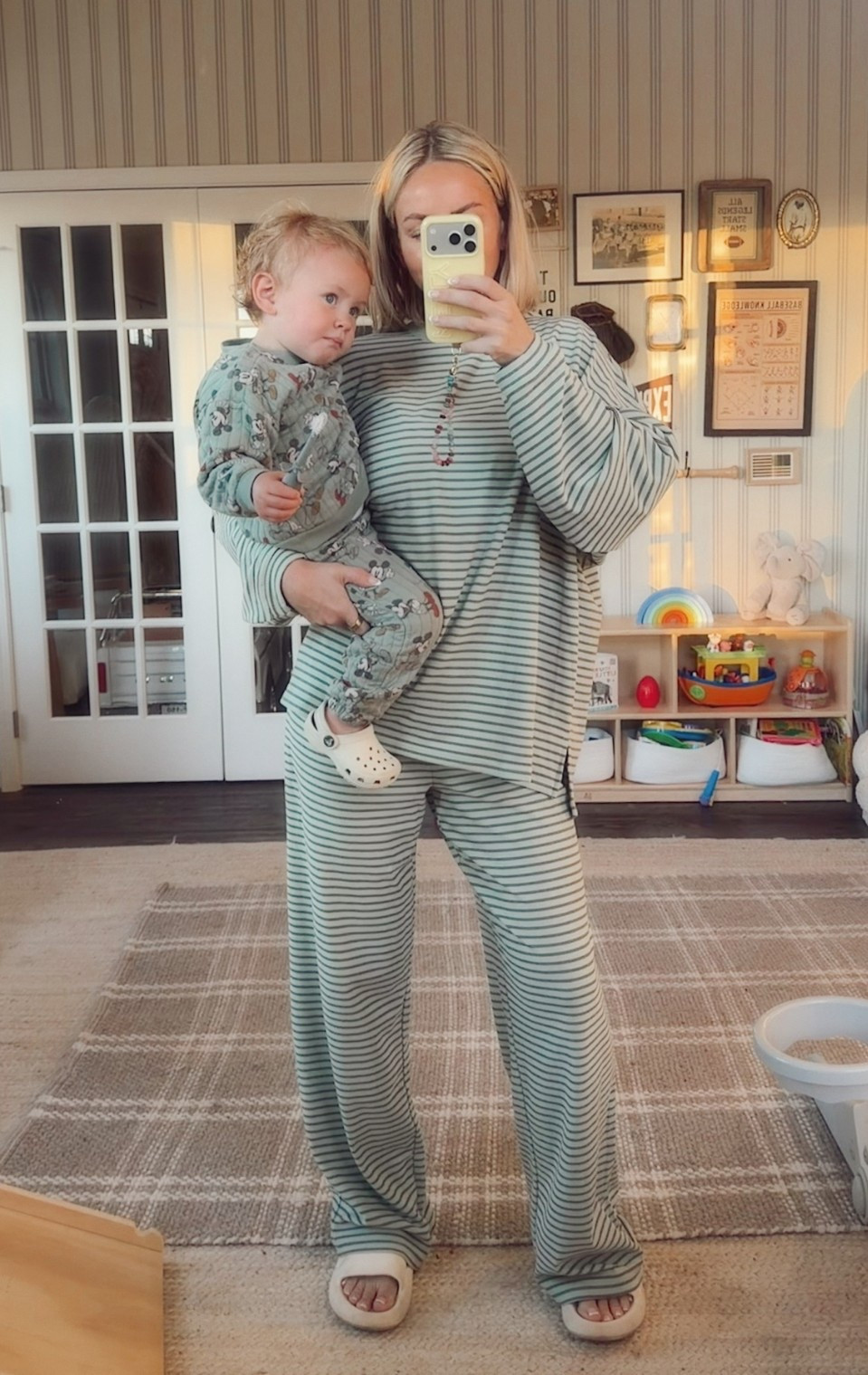 Unintentionally matching with my little! Wearing size S/M in matching set.